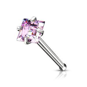 Prong Set Square CZ Top 316L Surgical Steel Nose Bone Stud Rings